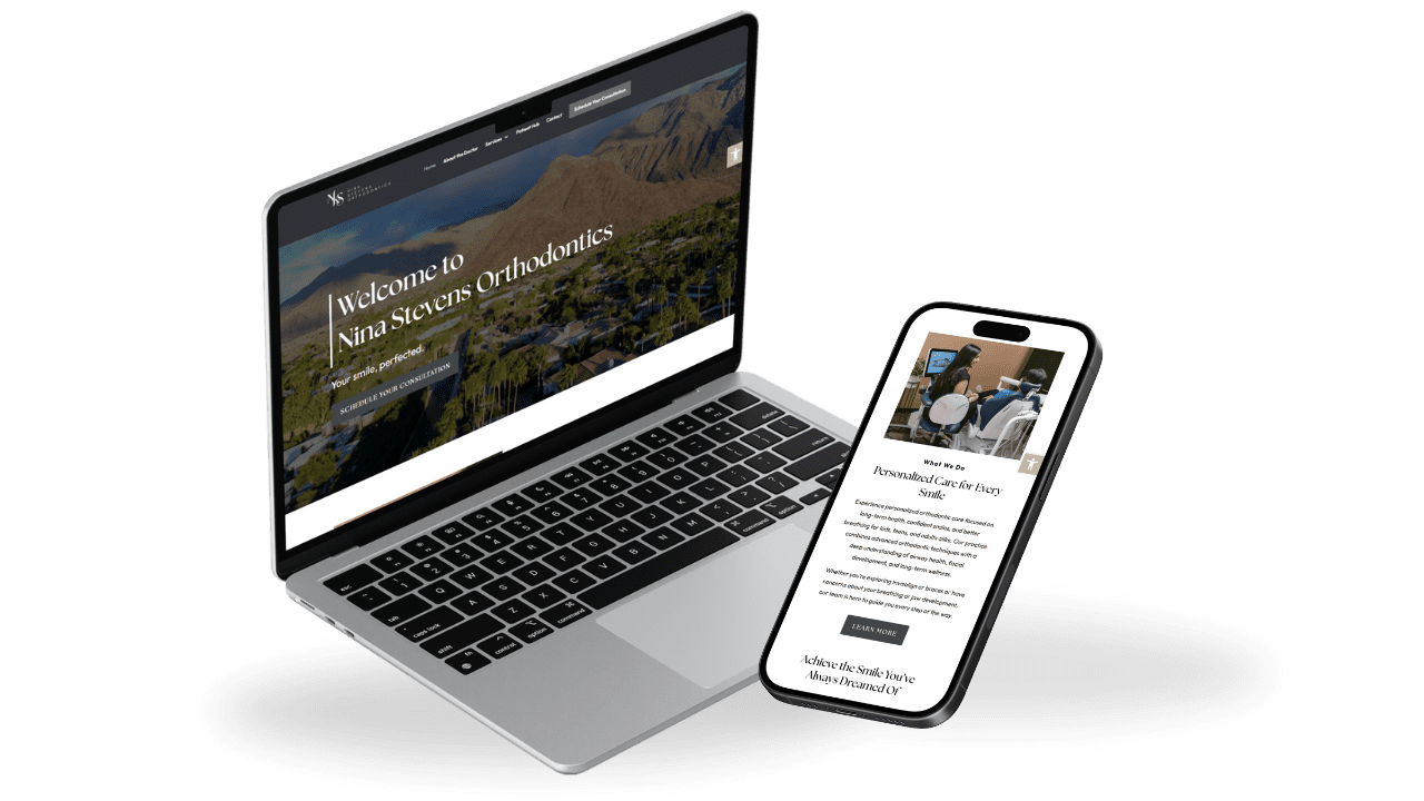 Laptop and iphone with Nina Stevens Ortho Website